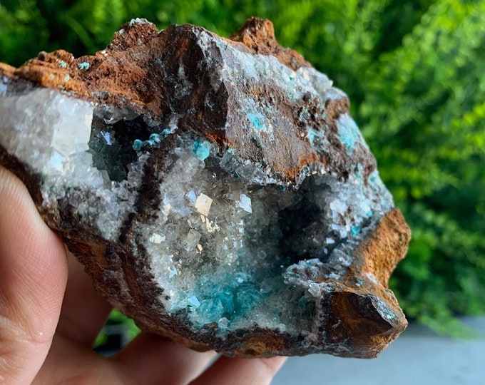 390g Botryoidal Electric Rosasite on Calcite and Matrix, Mexico, Stone of Communication
