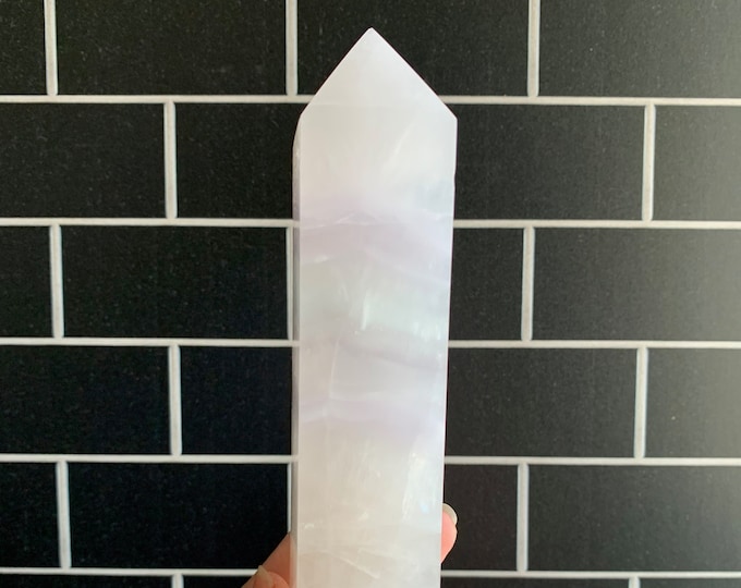 618g Soft Pastel Yttrium Fluorite Obelisk, Lavender, Pink, Stone of Cleansing Energy