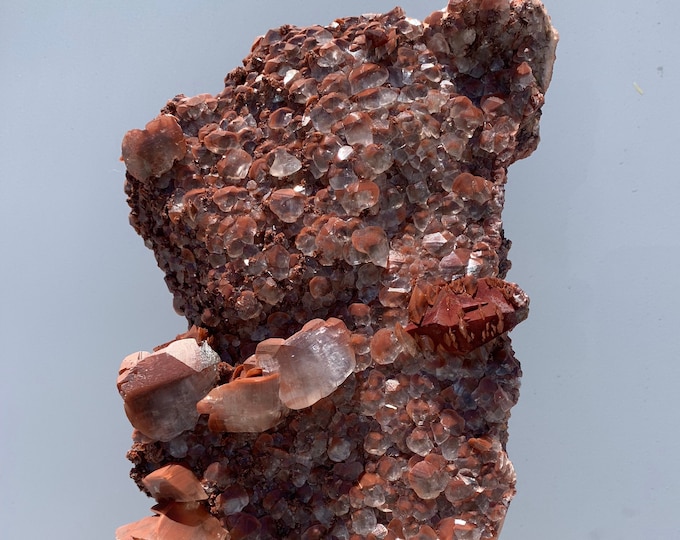 2476g Red Velvet Pagoda Calcite Cluster Show Piece, Fire Calcite, Hematite Inclusions, High Quality, Sparkling, Stone of Protection