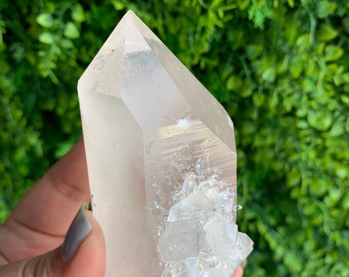 365g Clear Quartz Point with Secondary Growth and Lemurian Striations, Fisher Mountain, Arkansas, Stone of Energy Amplifying Energy