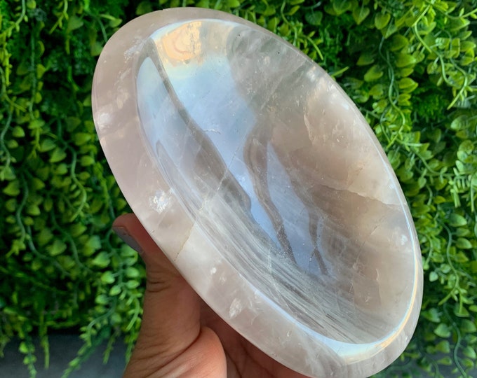 787g Pale Purple Rose Quartz Bowl, Jewelry Bowl, Stone of Friendship