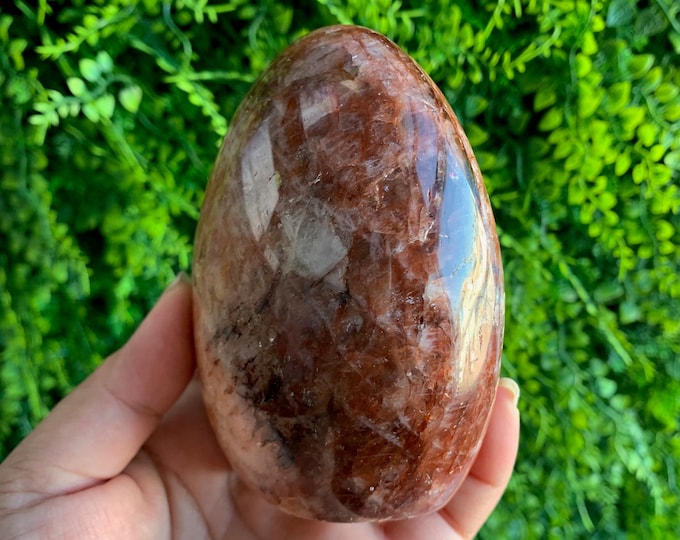 656g Fire Quartz Polished Freeform, Hematoid Inclusions, High Quality, Hidden Rainbows, Stone of Motivation, Brazil