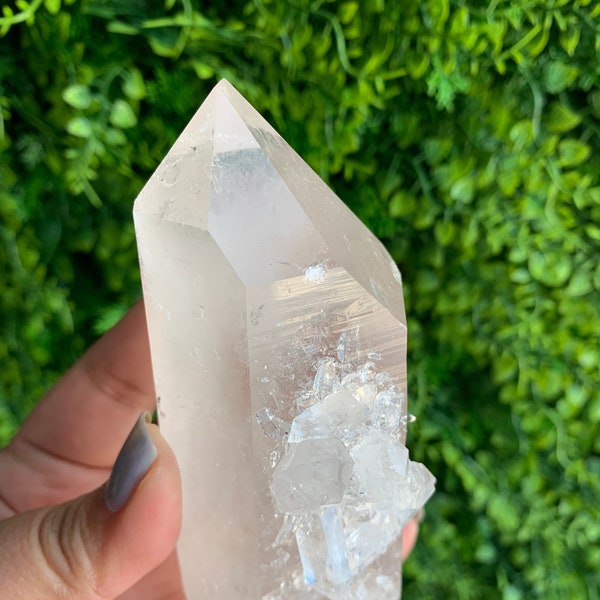 365g Clear Quartz Point with Secondary Growth and Lemurian Striations, Fisher Mountain, Arkansas, Stone of Energy Amplifying Energy