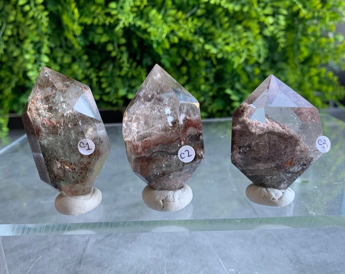 Double Terminated Garden Quartz Cut Wands, Lodalite, Super Clear, C, Collectors Item, Stone of Amplifying Energy