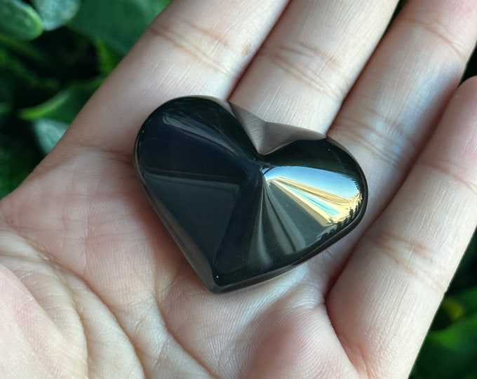 Rainbow Obsidian Heart: Purple Flash Stone of Protection (26g)