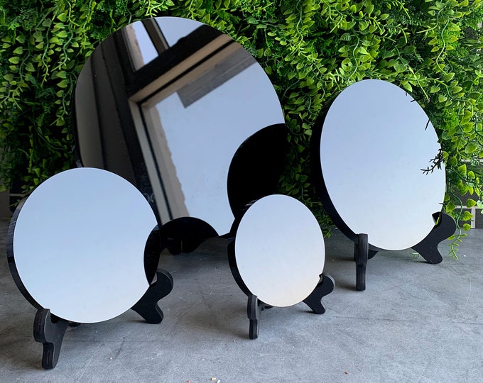 Black Obsidian Round Mirror, Top Quality, Gloss Polish, Different Sizes, Scrying Stone, Stone of Grounding Negative Energy