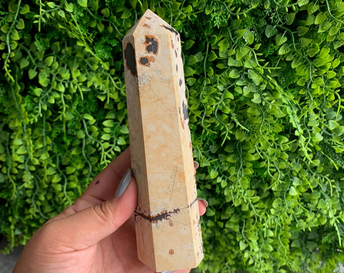 371g Beautiful Picture Jasper Tower, Flower Jasper, Dendritic Jasper, Stone of Grounding