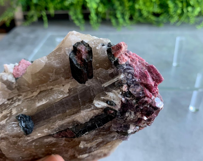 581g Smoky Quartz with Tourmaline, Rubellite and Lepidolite Specimen, Stone of Grounding and Vitality, Brazil