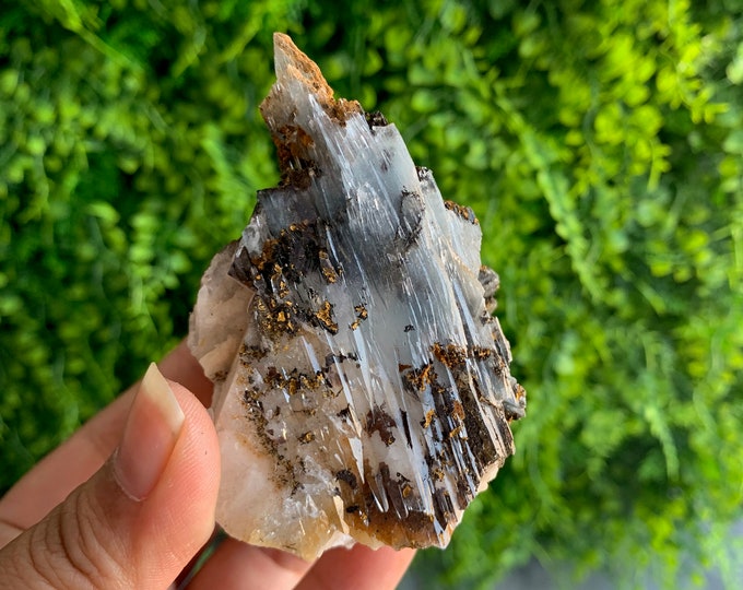 196g Baby Blue Barite Specimen with Native Dirt Inclusions, Chatoyant, Morocco, Gem Quality, Stone of Connection