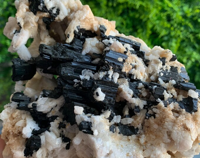 1008g Black Tourmaline Cluster with Feldspar Cluster and calcite, Show Piece, Collectors Item, Stone of Grounding, Brazil