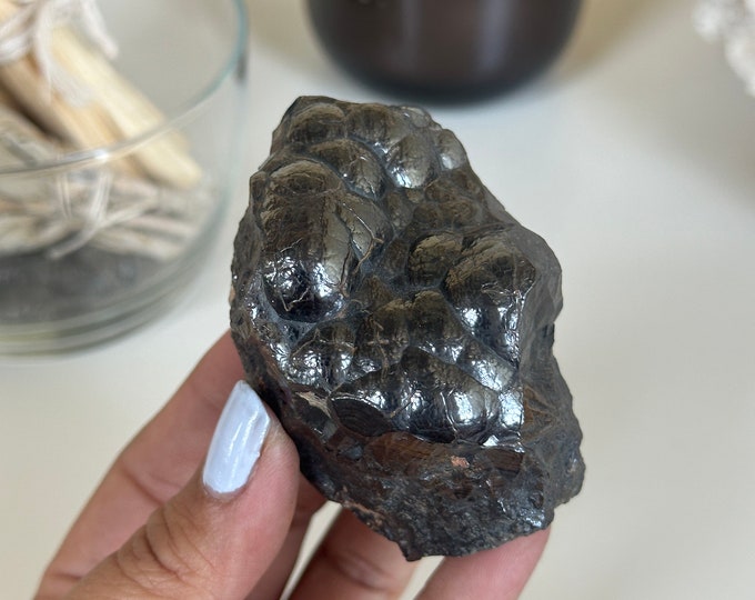 Botryoidal Hematite Cluster: Raw Grounding Stone from Morocco (435g)