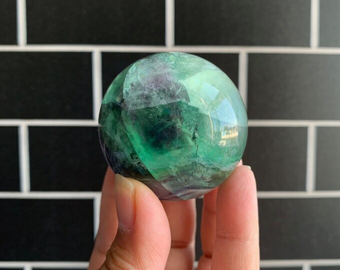 196g Beautiful Rainbow Fluorite Sphere, Rainbow Inclusions, Schiller, Stone of Cleansing Energy