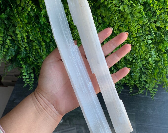 Long Raw Gypsum Selenite Wand, Mexico, Fibrous, Chatoyant, Pick Your Own, Stone of Cleansing Energy