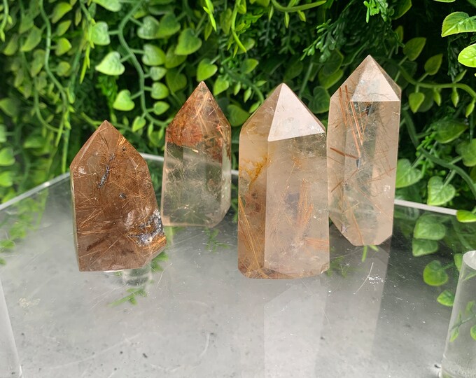 Small Smoky Quartz Towers with Golden Rutile Inclusions, High Quality, Pick Your Own, Stone of Amplifying Intentions