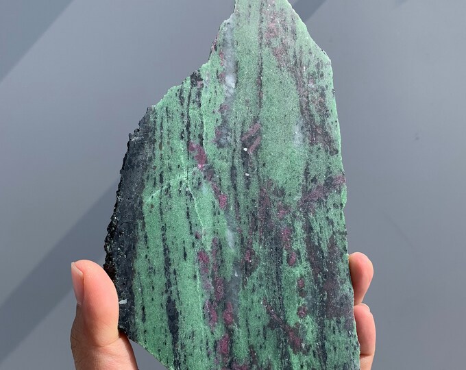 637g Ruby in Zoisite Slab with Crystalized Edge, Anyolite, Stone of Appreciation