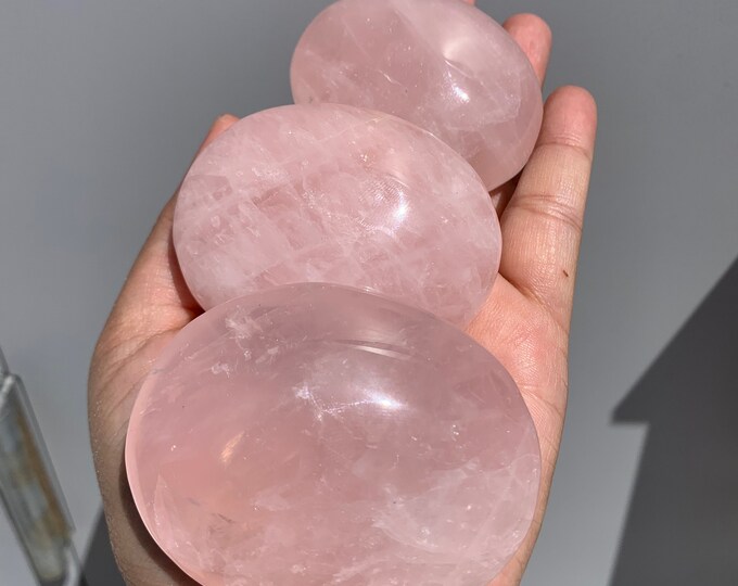 Perfectly Pink Rose Quartz Palm Stone, Cotton Candy Pink, High Quality, Gemmy Pink, Stone of Universal Love