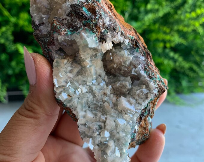 180g Botryoidal Electric Rosasite on Calcite and Matrix, Mexico, Stone of Communication