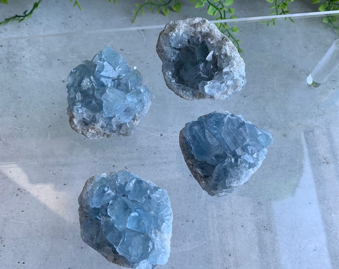 Small Blue Celestite Geode Cluster, High Quality, Set D, Pick Your Own, Stone of Calming Energy