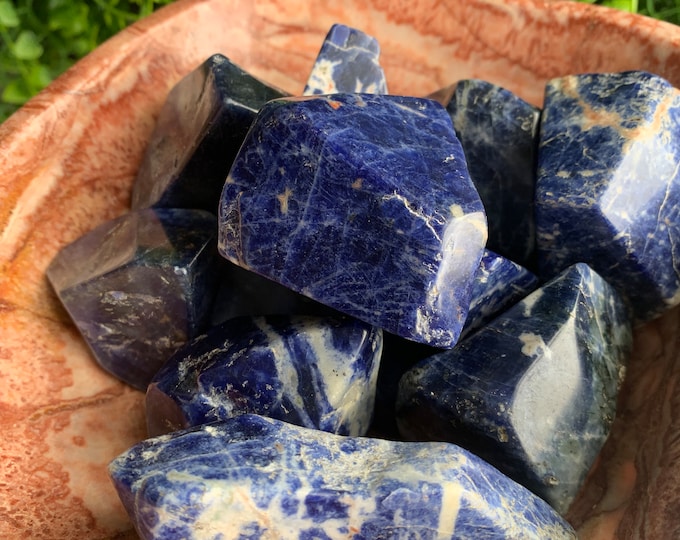 Special Blue Sodalite Soft Polish Gem Cut Freeform, Pocket Stone, Intuitive Pick, Stone of Logic