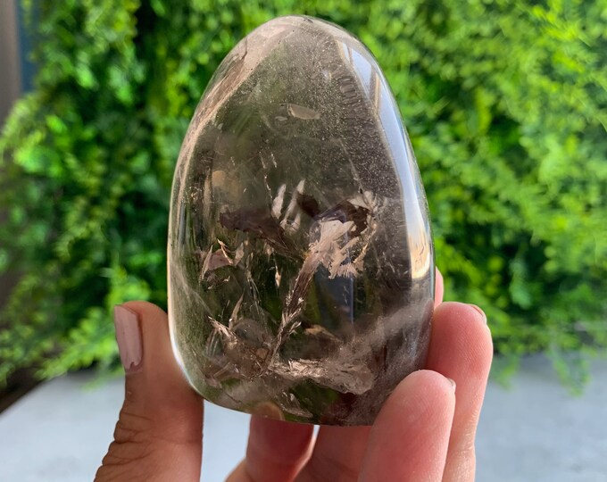 232g High Shine Smoky Quartz Freeform with Iron Inclusions, Golden Healer, Schiller, Water Clear, Stone of Resilience