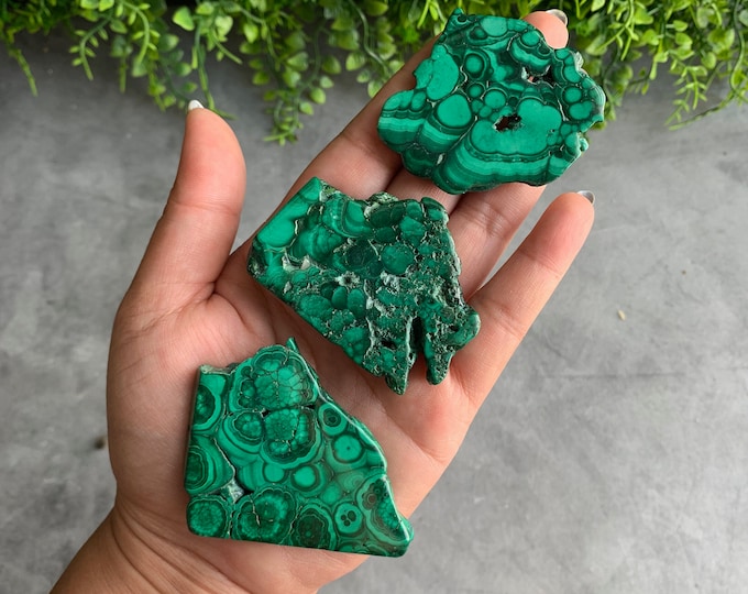 Small Malachite Pocket Slab, Amazing Banding, Botryoidal Druzy, 33g to 47g, Pick Your Own, Evil Eye, Stone of Protection