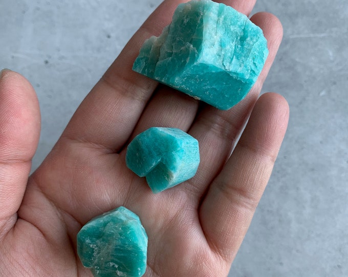 Electric Amazonite Raw Stone, Lake George Colorado, Pocket Stone, Columnar Formation, Stone of Good Fortune, Intuitive Pick