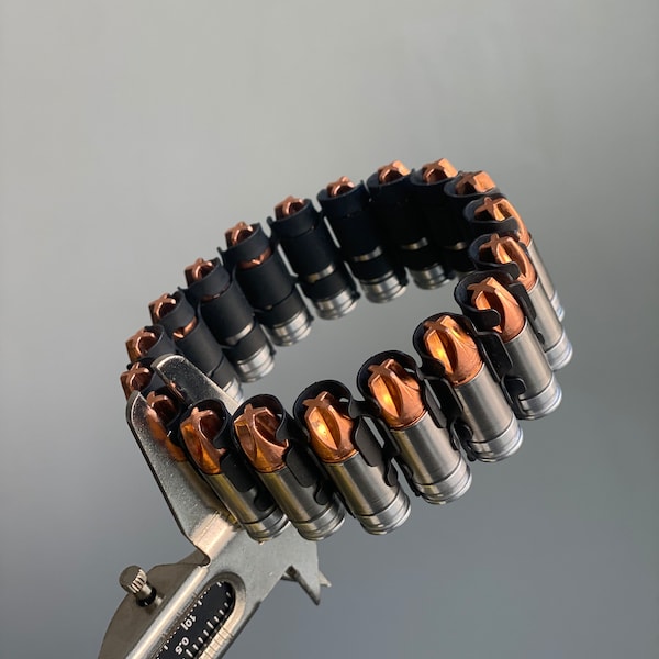 Copper Bullet Bracelet Gold  Link Cuff Bangle Chain Men and Women Satin Black Titanium Silver • Boyd Designs ( Video Available )