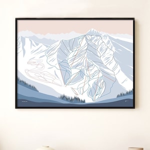 SOLEDAD, Utah. Impresión de arte mural del mapa de rutas de esquí de montaña. Por Bridget Hall Diseño. Envío gratis