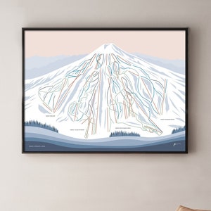 NISEKO, HOKKAIDO, JAPÓN. Impresión de arte de pared con mapa de senderos de montaña modernos. Por Bridget Hall Diseño. Envío gratis