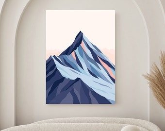 Mt Aspiring, New Zealand. Modern Mountain Landscape Art Print. FREE SHIPPING. Bridget Hall Design