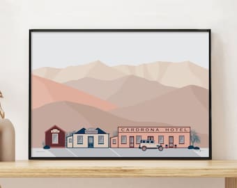 Cardrona Hotel, Wanaka, New Zealand Modern Landscape and Heritage Building Art Print Wall Art Poster. FREE SHIPPING Bridget Hall Design