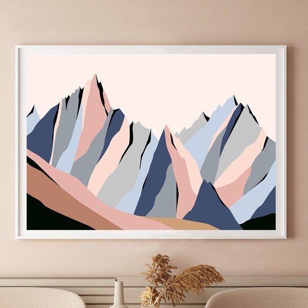 Aiguilles de Chamonix. Impression d'art de paysage de montagne moderne. The Needles, Chamonix, France. Modern Mountain Landscape Art Print