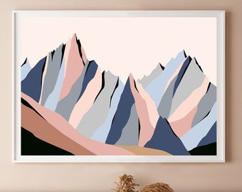 The Needles Chamonix France Modern Mountain Landscape Art Print
