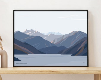 Lake Wānaka Minaret Peaks Mountain Art Print, New Zealand