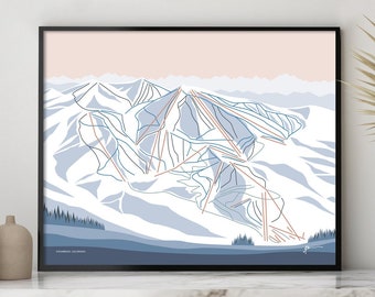 STEAMBOAT Springs, Colorado. Mountain Ski Trail Map Wall Art Print Poster. By Bridget Hall Design. Free Shipping