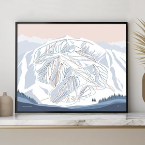 WINTER PARK Colorado. Mountain Ski Trail Map Wall Art Print. By Bridget Hall Design. Free Shipping