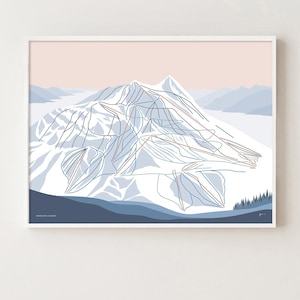 CRESTED BUTTE, COLORADO. Impression d'art mural carte des pistes de ski de la station de montagne. Par Bridget Hall Design. Livraison gratuite