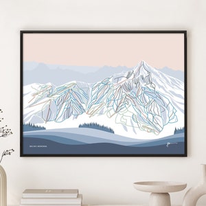 CÉU GRANDE, MONTANA. Impressão de arte de parede do mapa da trilha de esqui na montanha. Por Bridget Hall Design. Frete grátis