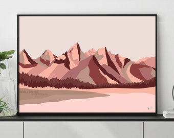 The Teton Range, Wyoming Modern Art Print