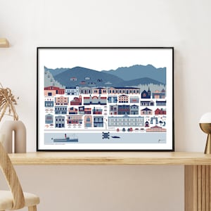 Queenstown, Neuseeland Stadtplan Moderner Kunstdruck. Kostenloser weltweiter Versand . Neuseeland Geschenk. Bridget Hall Design