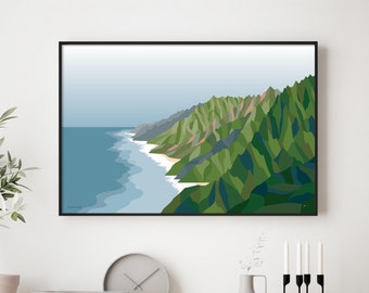 Na Pali Coast Art Print: Kauai Hawaii Landscape Poster