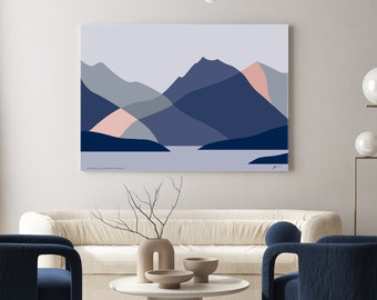 Mt Earnslaw, Glenorchy, Lake Wakatipu, near Queenstown, New Zealand Modern Abstract Mountain Art Print. FREE SHIPPING. Bridget Hall Design