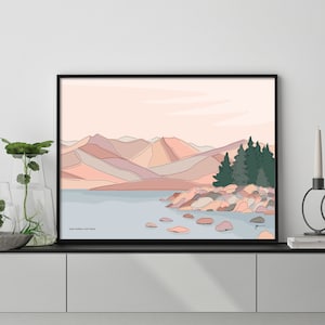 Sand Harbor, Lake Tahoe, Nevada. Modern Art Print. Lake Mountain Landscape. Framed, unframed or canvas FREE SHIPPING Bridget Hall Design