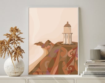 CAPE REINGA Te Rerenga Wairua, New Zealand Maori Art Print. Bridget Hall Design