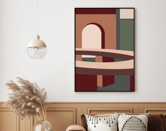Mid Century Modern Abstract Architecture Geometric Art Print. The coolest contemporary decor wall art. FREE SHIPPING. Bridget Hall Design
