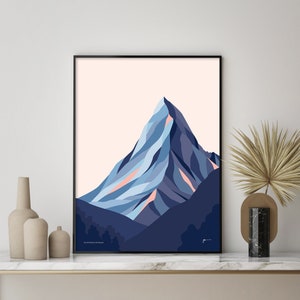 The Matterhorn Modern Mountain Wall Art Print. Zermatt, Switzerland and Italy. Contemporary Landscape Art. FREE SHIPPING Bridget Hall Design