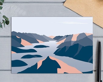 Roy's Peak, Lake Wanaka, New Zealand Modern Abstract Mountain Landscape Greeting Card