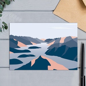 Roy’s Peak, Lac Wanaka, Nouvelle-Zélande Carte de vœux moderne abstrait paysage de montagne