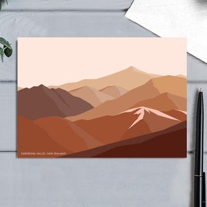 CARDRONA VALLEY, Wanaka, Queenstown, Nouvelle-Zélande. Carte de vœux paysage moderne