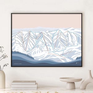 VAIL BACK BOWLS, Colorado. Impression d'art mural carte des pistes de ski de montagne. Par Bridget Hall Design. Livraison gratuite
